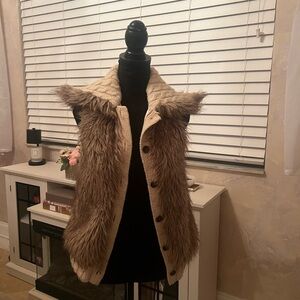 Vintage America Cream and Brown Teddy Jacket